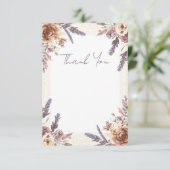 Kantwerk uit de oude doos en gedroogde botanische  bedankkaart (Staand voorkant)