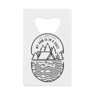 Kantwerk vandaag mijn arm is in een gegoten creditkaart flessenopener