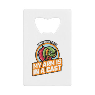 Kantwerk vandaag mijn arm is in een gegoten creditkaart flessenopener