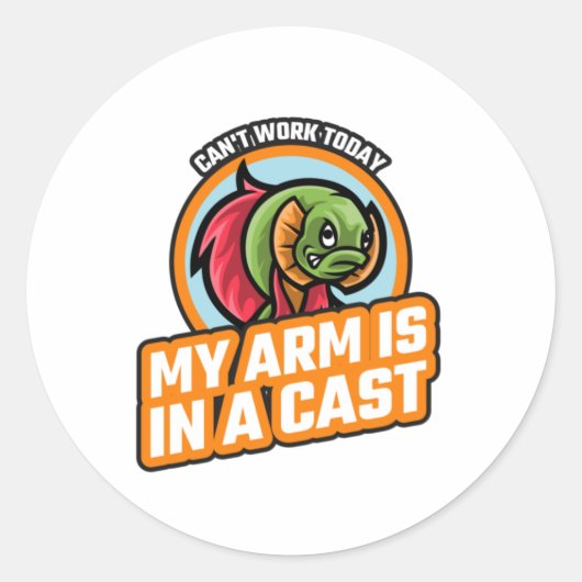 Kantwerk vandaag mijn arm is in een gegoten ronde sticker (Voorkant)