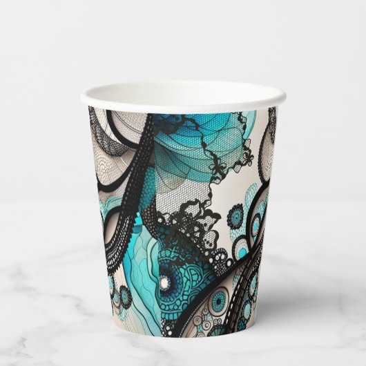 kantwerkster papieren bekers (Achterkant)