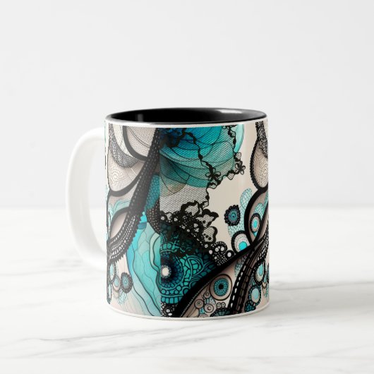 kantwerkster tweekleurige koffiemok (Voorkant links)