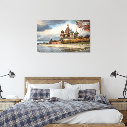 Kanvas Kunstprint van de Basiliuskathedraal Canvas Afdruk (Insitu (Slaapkamer))
