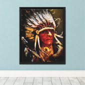 Kanvasprint van Native American Chief Canvas Afdruk (Insitu (Houten vloer))