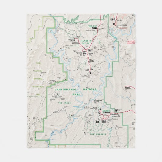 Kanyonlands (Utah) plattegrond Fleece Deken (Voorkant)