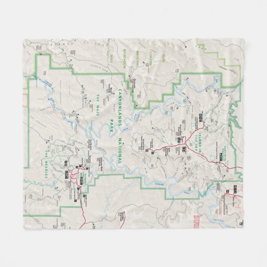 Kanyonlands (Utah) plattegrond Fleece Deken (Voorkant (Horizontaal))