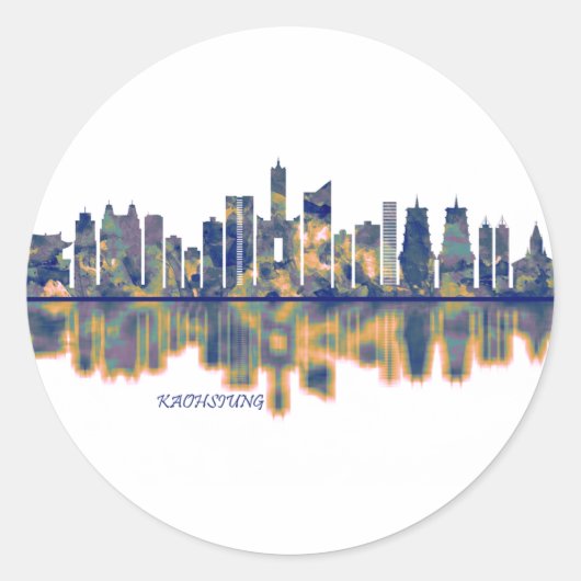 Kaohsiung City Skyline Ronde Sticker (Voorkant)