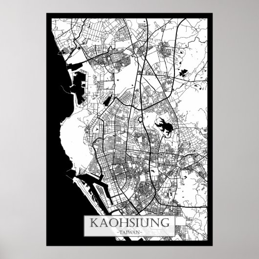 Kaohsiung City Taiwan Map Poster (Voorkant)