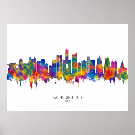 Kaohsiung City Taiwan Skyline Poster (Voorkant)