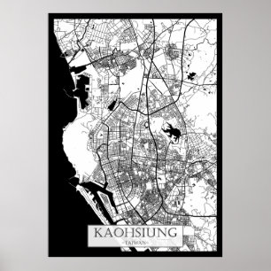 Kaohsiung Stad Taiwan Kaart Poster