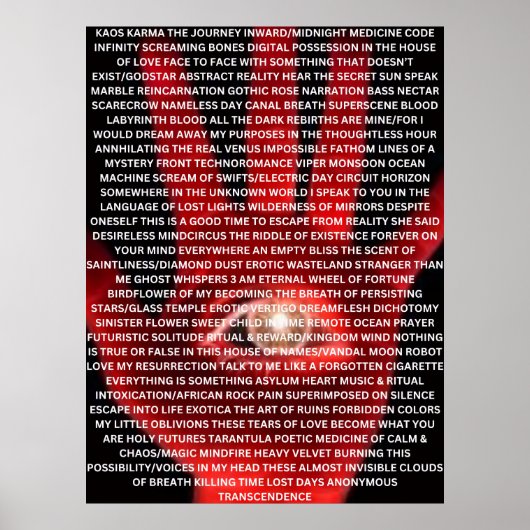 KAOS KARMA original poem poster (Voorkant)