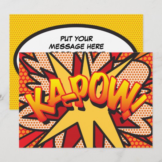KAP-POW Je spraakballon leuk bericht Retro Fun Aankondiging (Voorkant / Achterkant)