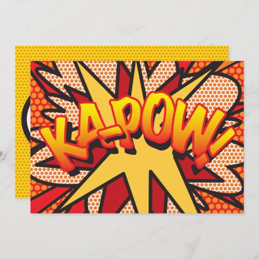 KAP-POW Je spraakballonbericht leuk retro stijl Aankondiging (Voorkant / Achterkant)