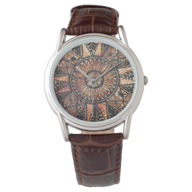 Kapa Primitive Hawaiian Tattoo Tapa Horloge (Voorkant)