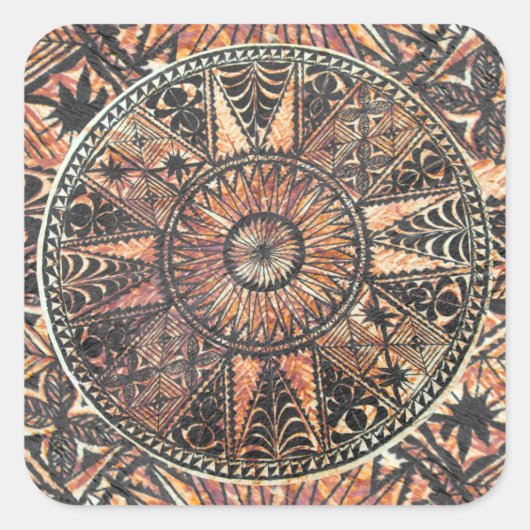 Kapa Primitive Hawaiian Tattoo Tapa Vierkante Sticker (Voorkant)