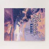 Kapaa Kauai Hawaii Beach Sunset Palm Tree Retro Legpuzzel (Horizontaal)