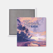 Kapaa Kauai Hawaii Beach Sunset Palm Tree Retro Magneet (Voorkant / Achterkant)