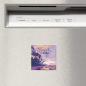 Kapaa Kauai Hawaii Beach Sunset Palm Tree Retro Magneet (Insitu (Vaatwasser))