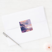 Kapaa Kauai Hawaii Beach Sunset Palm Tree Retro Vierkante Sticker (Envelop)