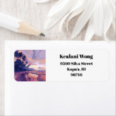 Kapaa Kauai Hawaii Beach Sunset Retouradres Etiket (Insitu)