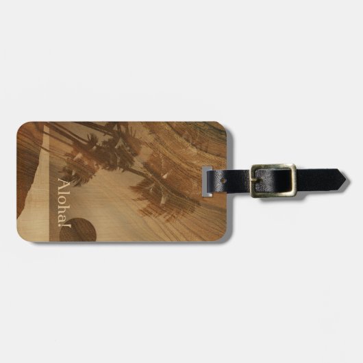 Kapaa Sunset Hawaiian Faux Koa Wood Bagagelabels (Voorkant horizontaal)