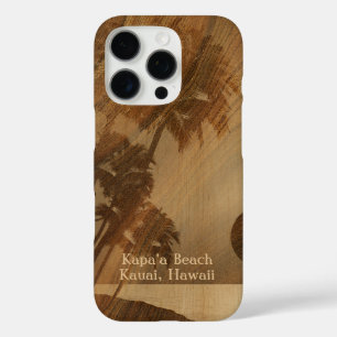 Kapaa Sunset Hawaiian Faux Koa Wood iPhone 16 Pro Hoesje
