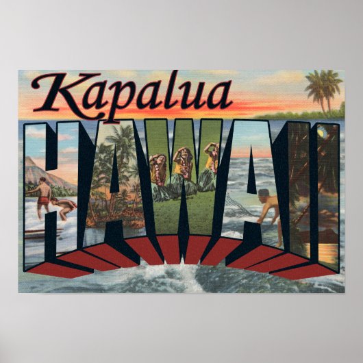 Kapalua, Hawaii - Grote lettertjes Poster (Voorkant)