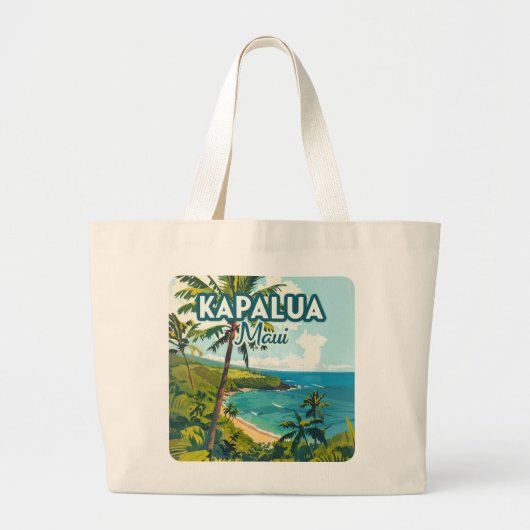 Kapalua Maui Hawaii Bay Beach Vakantie Retro Grote Tote Bag (Voorkant)