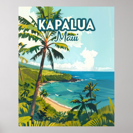 Kapalua Maui Hawaii Bay Beach Vakantie Retro Poster (Voorkant)