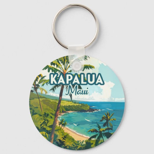 Kapalua Maui Hawaii Bay Beach Vakantie Retro Sleutelhanger (Voorkant)
