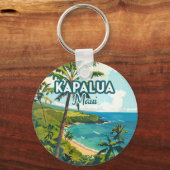 Kapalua Maui Hawaii Bay Beach Vakantie Retro Sleutelhanger (Achterkant)