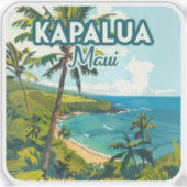 Kapalua Maui Hawaii Bay Beach Vakantie Retro Sticker (Voorkant)