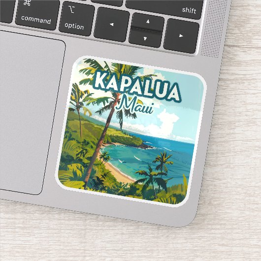 Kapalua Maui Hawaii Bay Beach Vakantie Retro Sticker (Detail)