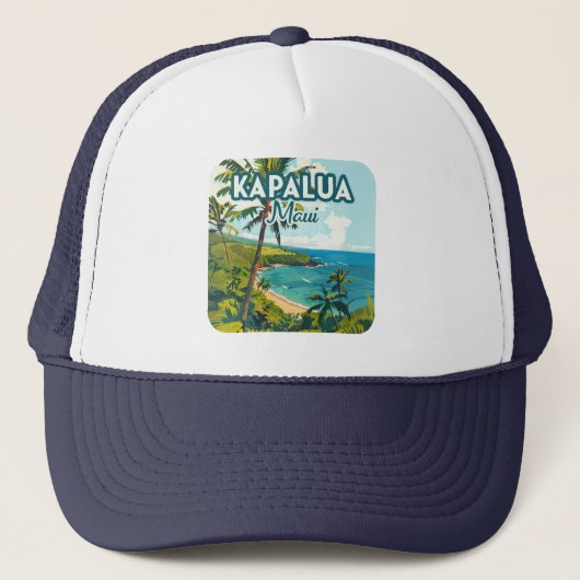 Kapalua Maui Hawaii Bay Beach Vakantie Retro Trucker Pet (Voorkant)