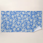 Kapalua Pareau Hawaiian Hibiscus - Periwinkle Strandlaken (Voorkant)