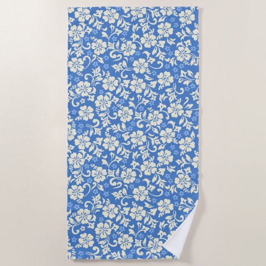 Kapalua Pareau Hawaiian Hibiscus - Periwinkle Strandlaken (Voorkant)