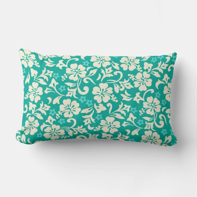 Kapalua Pareau Hawaiian Hibiscus Reversible Stripe Kussen (Voorkant)