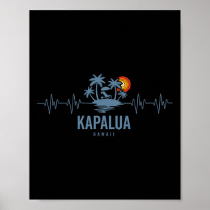 Kapalua Y Hawaii Vintage 80s Zonsondergang Hartsla Poster