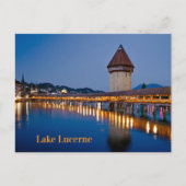 Kapel Bridge Lake Lucern bij nacht Briefkaart (Voorkant)