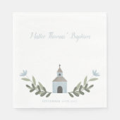 Kapel en bloemen blauwe servetten (Voorkant)