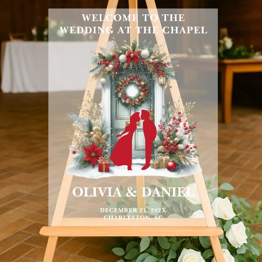 Kapel in de sneeuw Winter Welkom Frosted Acryl Bord