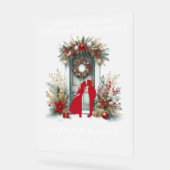 Kapel in de sneeuw Winter Welkom Frosted Acryl Bord (Hoek)