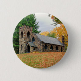 Kapel in herfst ronde button 5,7 cm