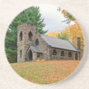Kapel in herfst zandsteen onderzetter
