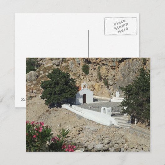 Kapel, St Paul's Bay, Lindos, Rhodos. Briefkaart (Voorkant / Achterkant)