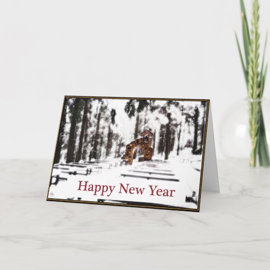 Kapel van de Bossen in een besneeuwde gloed Gelukk Feestdagen Kaart (Voorkant)