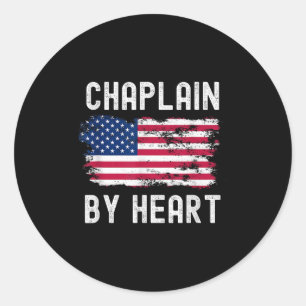Kapelaan Amerikaanse Vlag Beroep Retro Job Titel Ronde Sticker