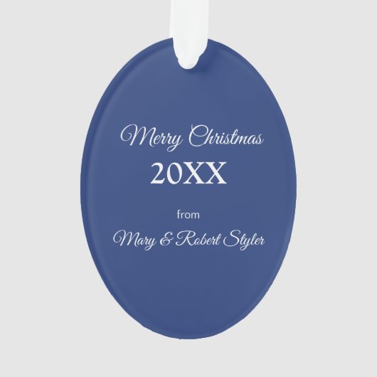 Kapelaan Kerstmis Zegeningen Manger op Blauw Ornament (achterkant)