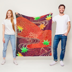 Kapelblad en loopwater, Japans ontwerp Fleece Deken