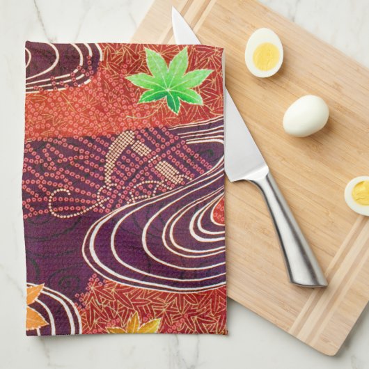 Kapelblad en loopwater, Japans ontwerp Theedoek (Quarter Fold)